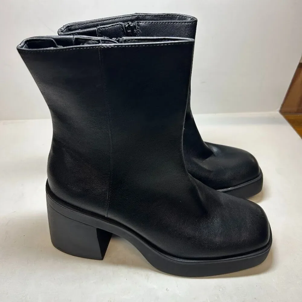 Sun Stone Womens 8.5 M Black Tianna Platform Block Heel Ankle Boots DISPLAY RX2
